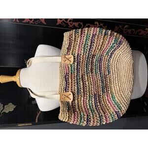 Vintage Straw Market Tote | 1990s Beach Bag | Large Sisal Boho Bag